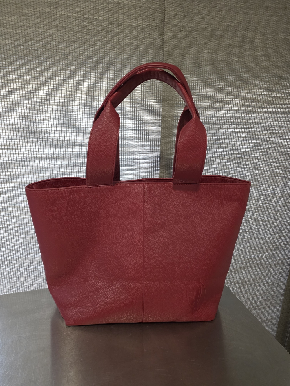 Red Leather Tote Bag - Classic Everyday Shoulder Bag